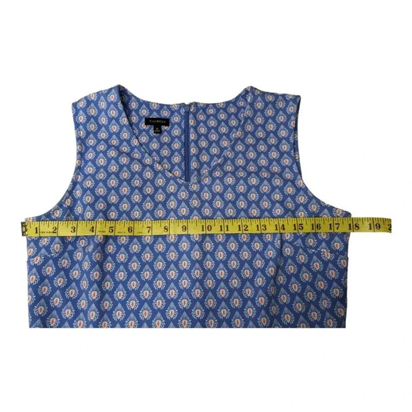 Talbots Womens Fit & Flare Blue Sleeveless Midi Printed V-Neck Dress Size Medium - Picture 10 of 12